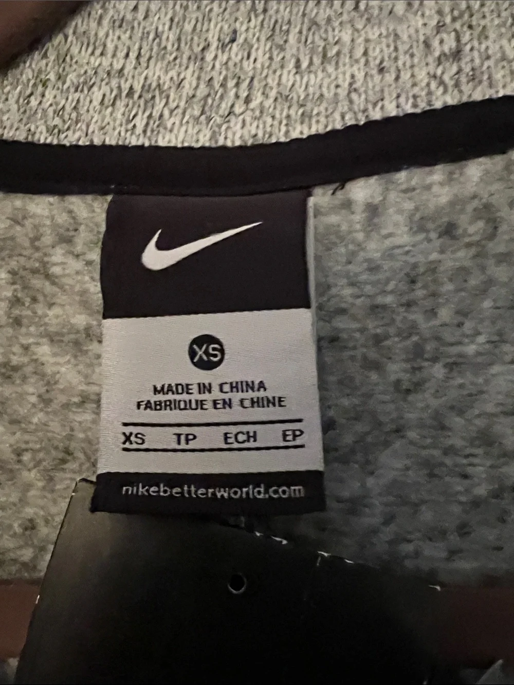 Nike Heather Gray Full‑Zip Bomber Jacket with Black Trim